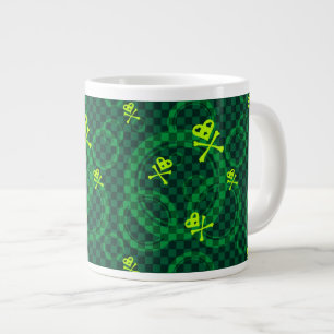 Groen Emo-patroon met cirkels Extra Grote Mok
