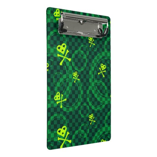 Groen Emo-patroon met cirkels Mini Klembord (Schuin)