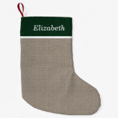Groen en Beige Rustieke Vakantie Monogram Kleine Kerstsok (Voorkant)