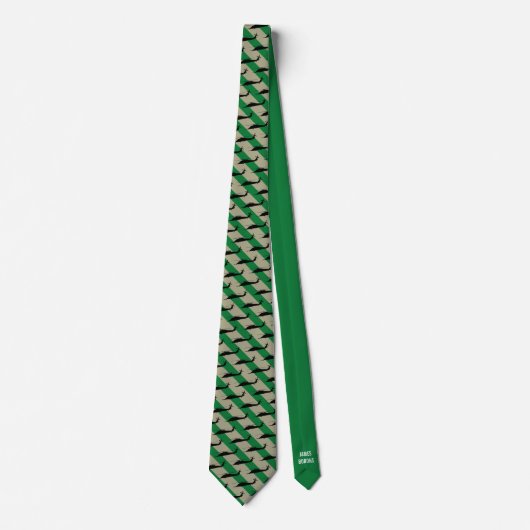 Groen en beige Stripe HH-60 Pattern Kerstmis Stropdas (Voorkant)