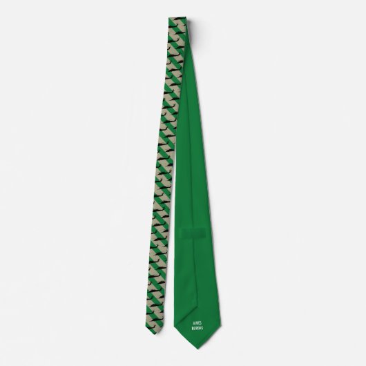 Groen en beige Stripe HH-60 Pattern Kerstmis Stropdas (Achterkant)