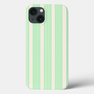 Groen en beige vijf strepen patroon iPhone 13 hoesje