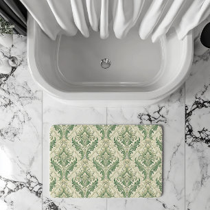 Groen en beige vintage botanische bloemenpatroon badmat