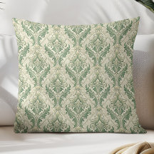 Groen en beige vintage botanische bloemenpatroon