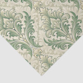 Groen en beige vintage botanische bloemenpatroon tissuepapier (Detail)
