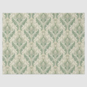 Groen en beige vintage botanische bloemenpatroon tissuepapier (Voorkant)