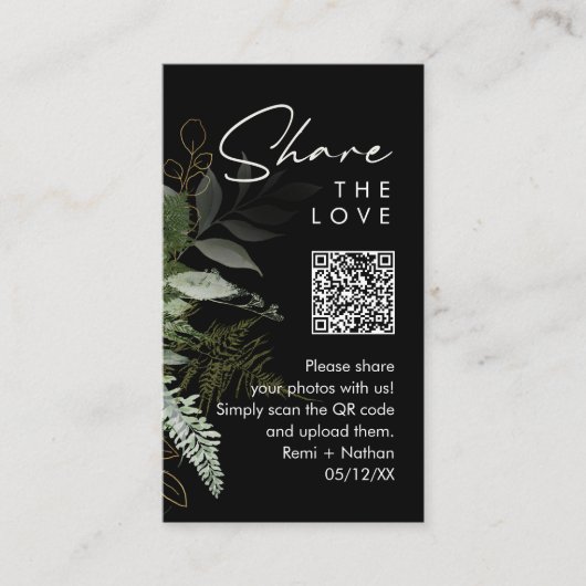 Groen en bladgoud | Deel uw foto's QR-code Plaatskaartje (Voorkant)