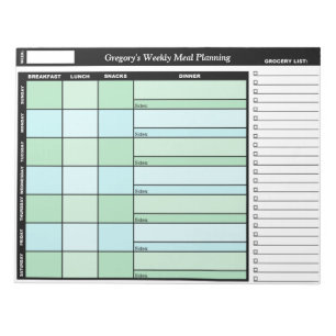 Groen en blauw Aangepast Wekelijks Kaal-Planningbl Notitieblok