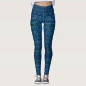 Groen en blauw Abstract Damask Leggings (Voorkant)