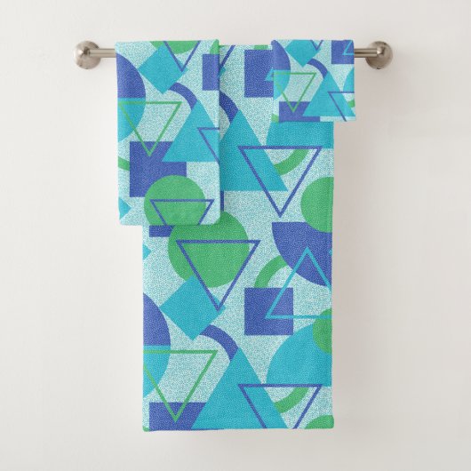 Groen en Blauw Abstract Ontwerp Bad Handdoek (Insitu)