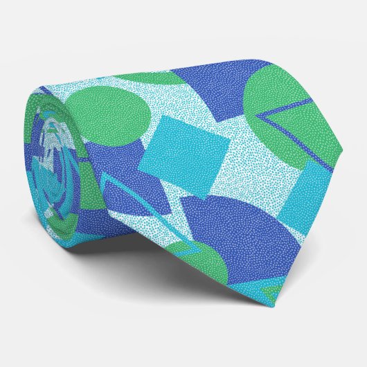 Groen en Blauw Abstract Ontwerp Stropdas (Opgerold)
