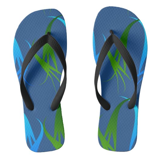 Groen en blauw abstracte vormen teenslippers (Voetbed)