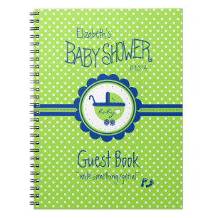 Groen en blauw Baby shower gastboek - Notitieboek