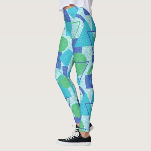 Groen en Blauw Bauhaus Stijl Leggings (Links)