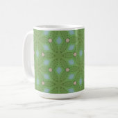 Groen en Blauw Bladpatroon Mok (Voorkant links)
