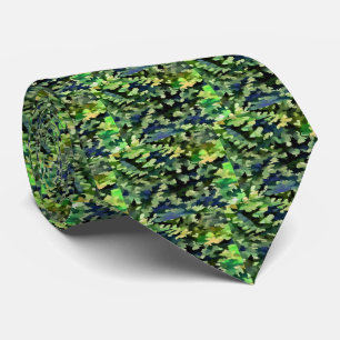 Groen en Blauw Camouflagepatroon Stropdas