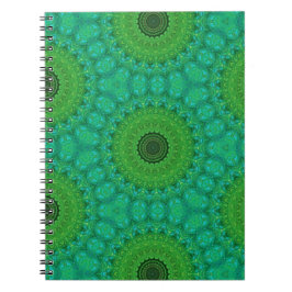 Groen en blauw cirkelpatroon spiraal notebook notitieboek