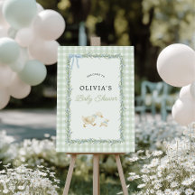 Groen en Blauw Dwaze Gans Baby Shower Bord