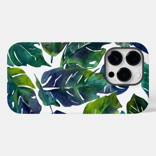Groen en Blauw Foliage Philodendron Botanical Case-Mate iPhone Case (Achterkant (horizontaal))