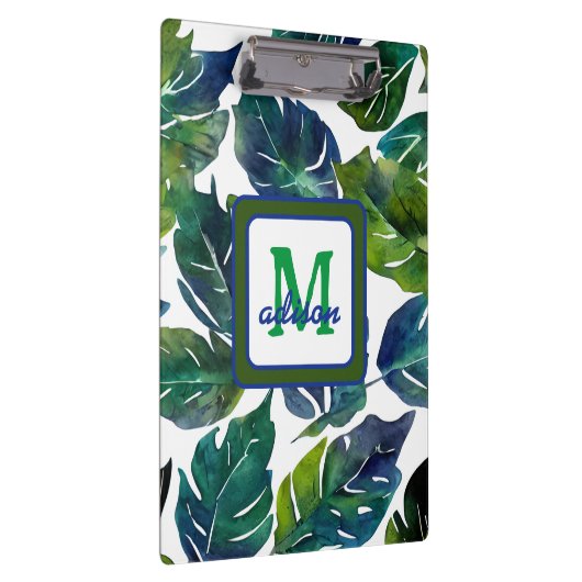 Groen en Blauw Foliage Philodendron Monogrammed Klembord (Rechts)