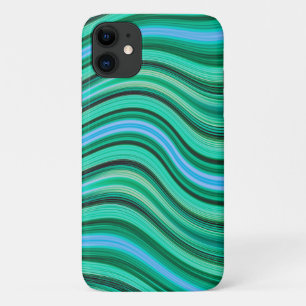 Groen en blauw golvende strepen iPhone 11 hoesje