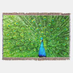 Groen en Blauw Impressionist Peacock Deken