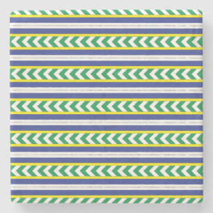 Groen en blauw Lets Lets Etnische Folk art Stenen Onderzetter