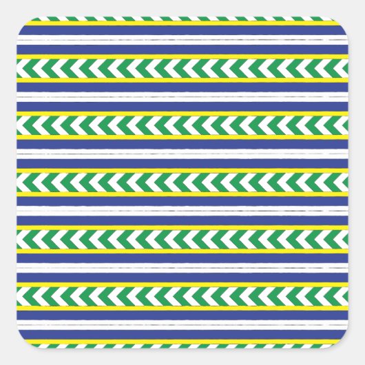 Groen en blauw Lets Lets Etnische Folk art Vierkante Sticker (Voorkant)