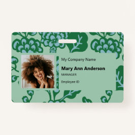 Groen en Blauw Levendig en Vet Bloempatroon Badge