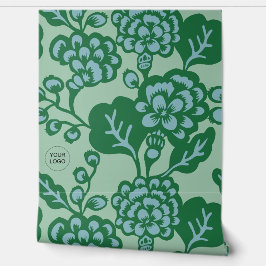 Groen en Blauw Levendig en Vet Bloempatroon Behang