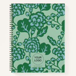 Groen en Blauw Levendig en Vet Bloempatroon Notitieboek