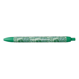 Groen en Blauw Levendig en Vet Bloempatroon Zwarte Inkt Pen