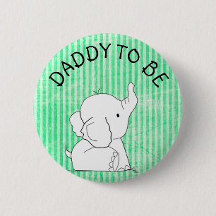 Groen en blauw olifant Baby shower Pin Pap om te w Ronde Button 5,7 Cm