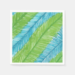 Groen en blauw Palm Leaves Pattern Napkins Servetten
