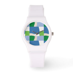 groen en blauw patroon horloge