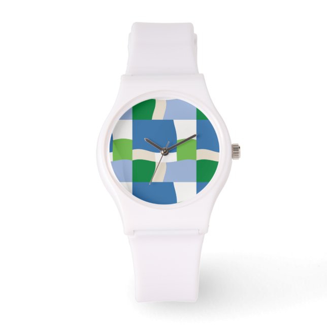 groen en blauw patroon horloge (Voorkant)