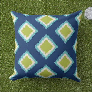 Groen en Blauw Patroon   van de diamant Buitenkussen