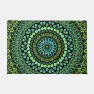 Groen en blauw Peacock Mandala Design Deurmat
