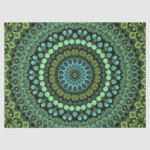 Groen en blauw Peacock Mandala Design Tissuepapier