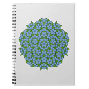 Groen en blauw Penrose Rhombus Patroon Notitieboek