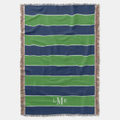 Groen en blauw ringbandstaal 3 Letter-Monogram Deken (Voorkant Verticaal)