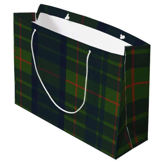 Groen en Blauw Rood Tartan Schots Spuit Groot Cadeauzakje (Achterkant Gekanteld)