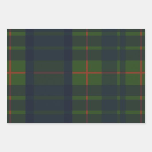 Groen en Blauw Rood Tartan Schots Spuit Inpakpapier Vel (Voorkant 3)