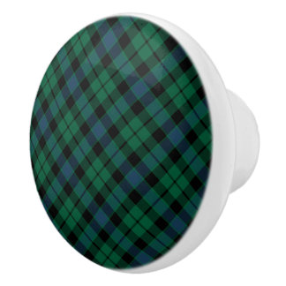 Groen en Blauw Schots Plaid Clan MacKay Tartan Keramische Knop