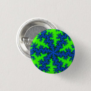 Groen en blauw Snowflake Ronde Button 3,2 Cm