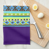 Groen en blauw stammenpatroon theedoek (Quarter Fold)