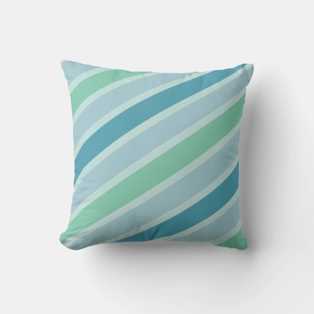 Groen en blauw Stripes Modern Patroonontwerp Kussen (Voorkant)