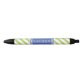 Groen en blauw Stripes Patroon Zwarte Inkt Pen (Voorkant)