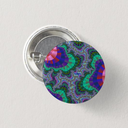 Groen en blauw vistuig ronde button 3,2 cm (Voorkant /achterkant)