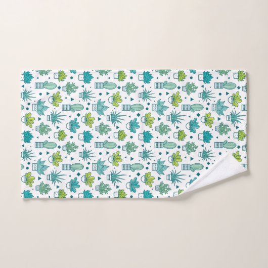 Groen en blauw Waterverf Succulent Patroon Bad Handdoek (Handdoek)